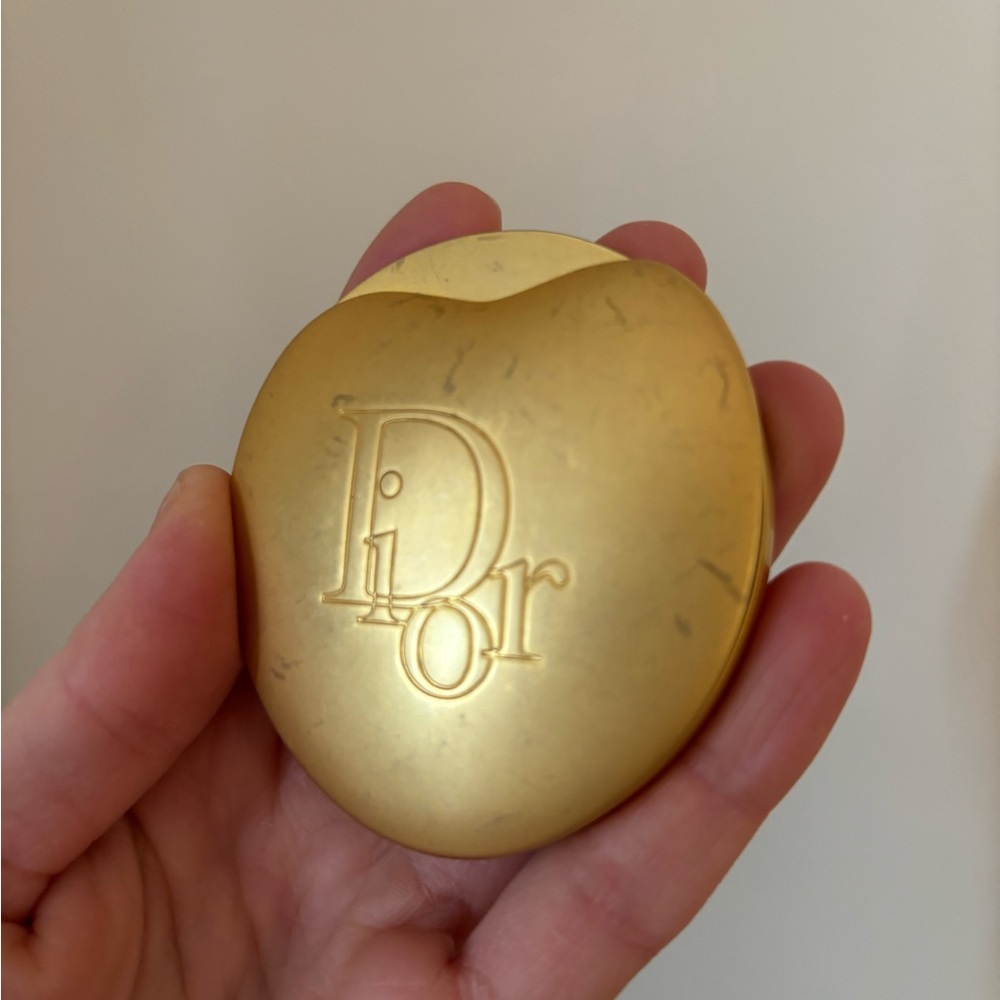 Christian Dior Gold Heart Shape Compact Mirror